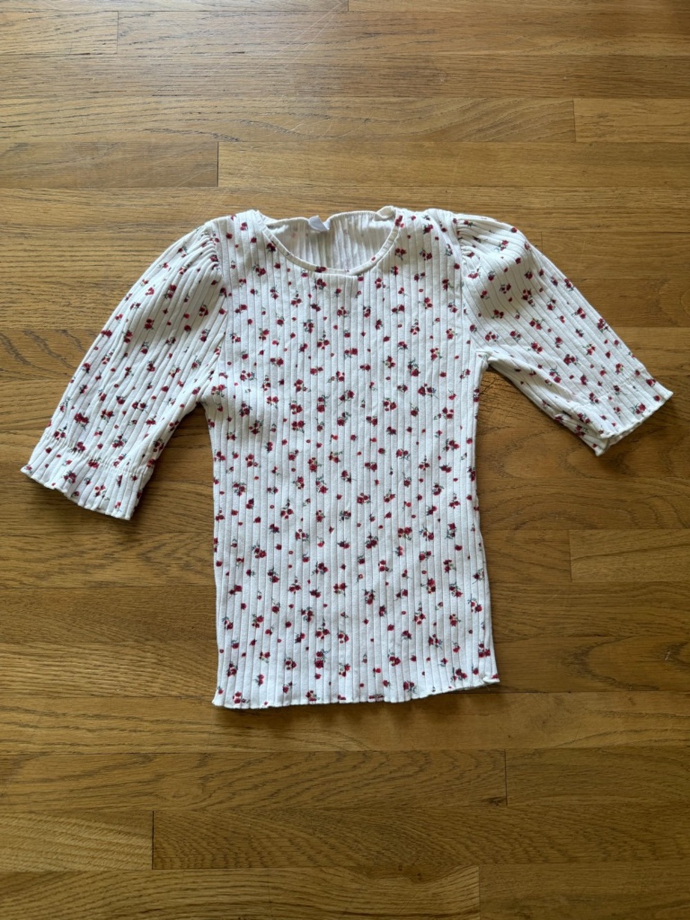 Zara Girls Floral Ribbed Top Size 13-14 EUC